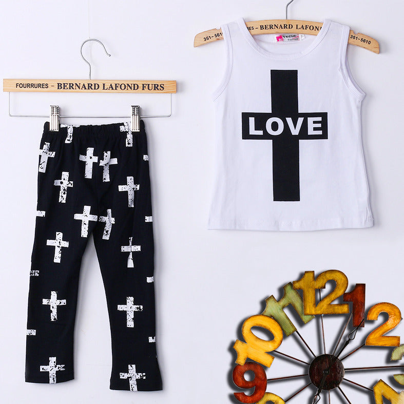 Stylish White and Black Sleeveless Top With Pant Set