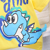 Boy's White Dino Print Half-Sleeve T-Shirt