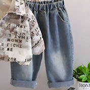 Boy's Cotton MIni Text Printed Shirt With Pant Set - Brown