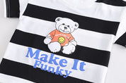 Boy's White Text Print T-Shirt & Shorts Set