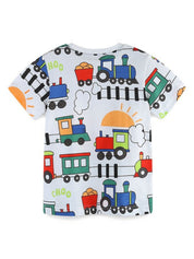 Boy's 2-Pack Apple & Train Print T-Shirts