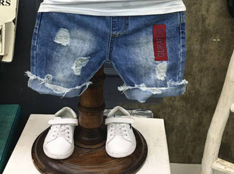 Boy's White Half-Sleeve T-Shirt & Denim Shorts Set