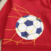 Boy's Red Football Print Sweatshirt & Pants Set