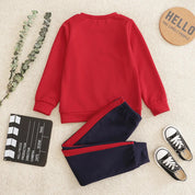 Boy's Red Football Print Sweatshirt & Pants Set