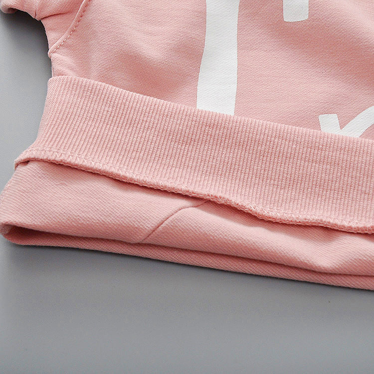 Girl's Pink Text Print Sweatshirt