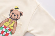 Boy's Cream Bear Print Sweatshirt & Pants Set