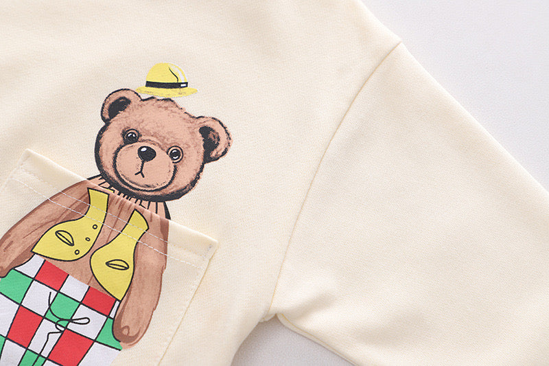 Boy's Cream Bear Print Sweatshirt & Pants Set