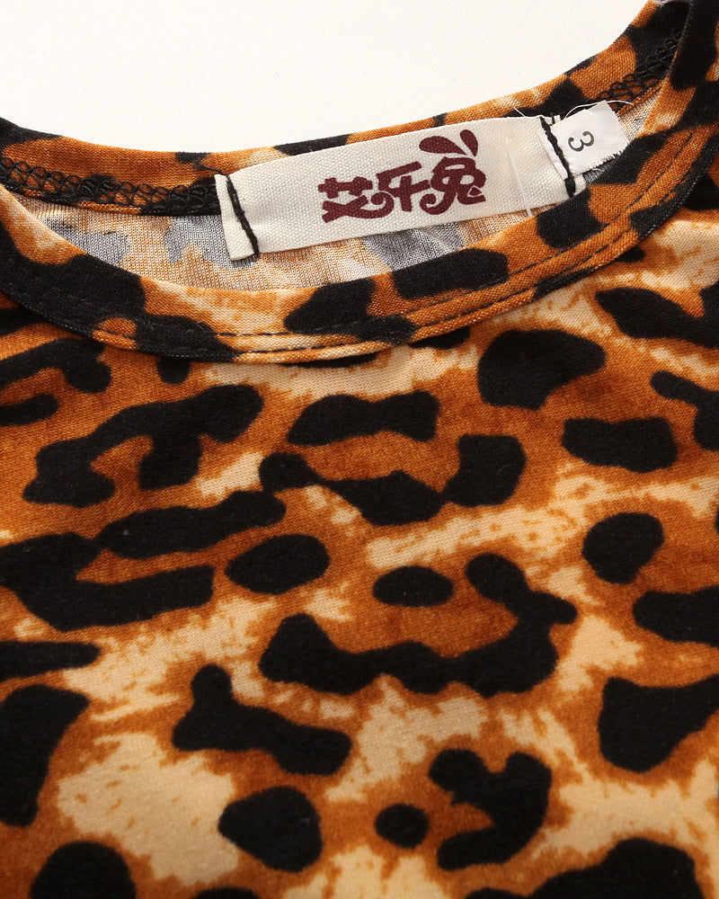 Girl's Animal Print Top & Pants Set