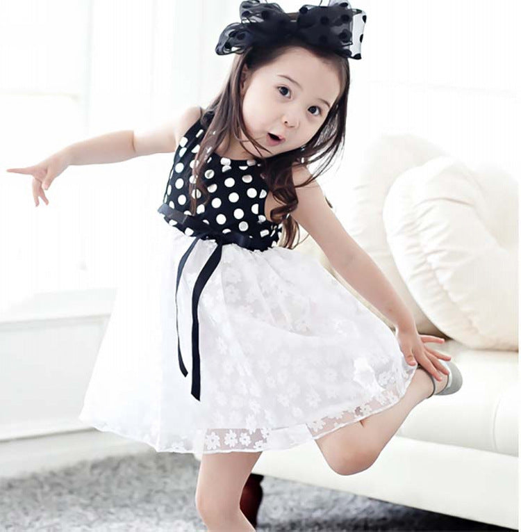 Girl's Black & White Polka Dot Frock