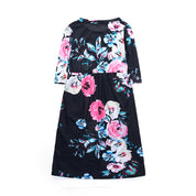 Girl's Black Floral Long Dress