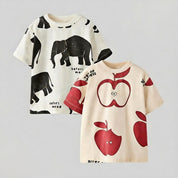 Boy's 2-Pack Apple & Elephant Print T-Shirts