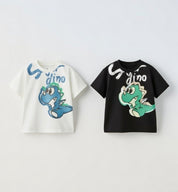 Boy's 2-Pack SuperDino Print T-Shirts - Black & White