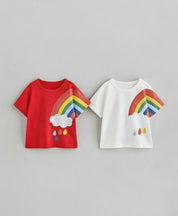 Boy's 2-Pack Rainbow Print T-Shirts - Red & White