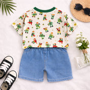 Boy's Cotton Cartoon Print T-Shirt & Shorts Set - Multicolor