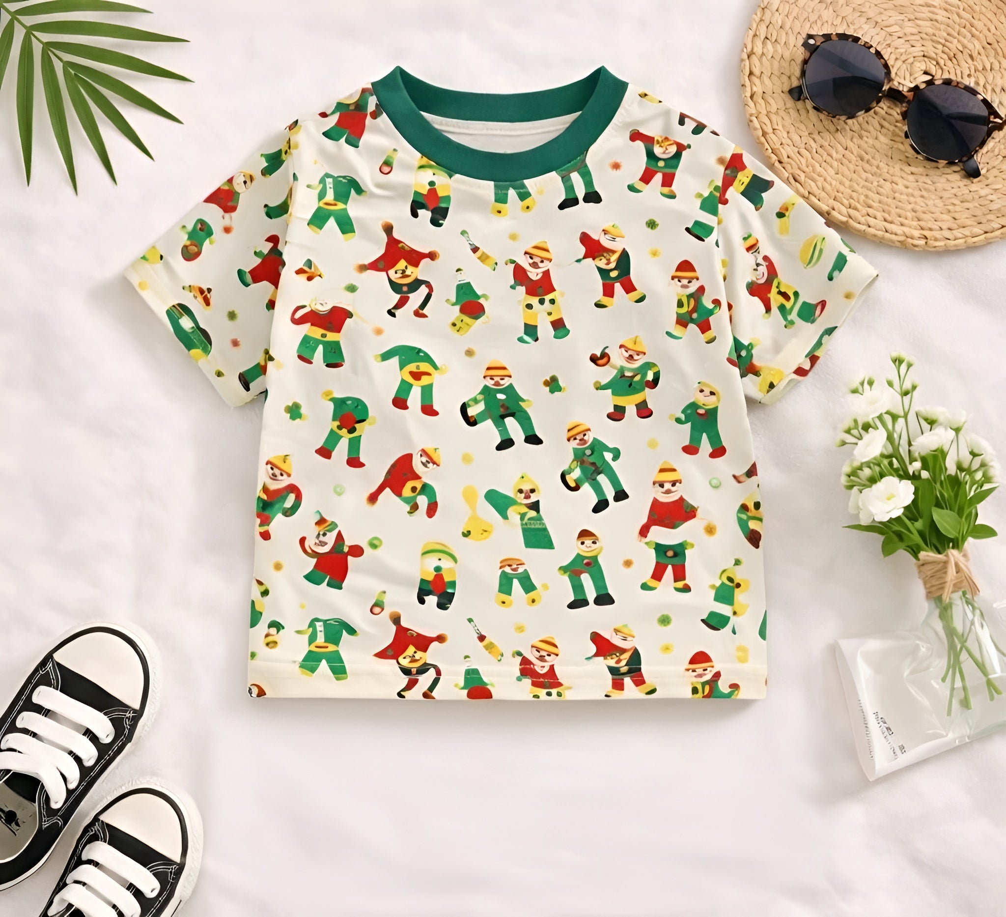 Boy's Cotton Cartoon Print T-Shirt & Shorts Set - Multicolor