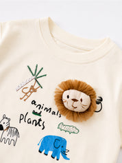 Googo Gaaga Boys Cotton Animals & Plants Printed T-Shirt & Shorts Set - Cream