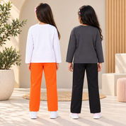 Googo Gaaga Girls Car & Jeep Printed Full Sleeve T-Shirt and Pyjama Co-Ord Sets – Pack of 2 (White Orange & Grey Black)