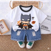 Googo Gaaga Boys Cotton Batman Printed T-Shirt & Shorts Set - Yellow