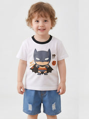 Googo Gaaga Boys Cotton Batman Printed T-Shirt & Shorts Set - Yellow