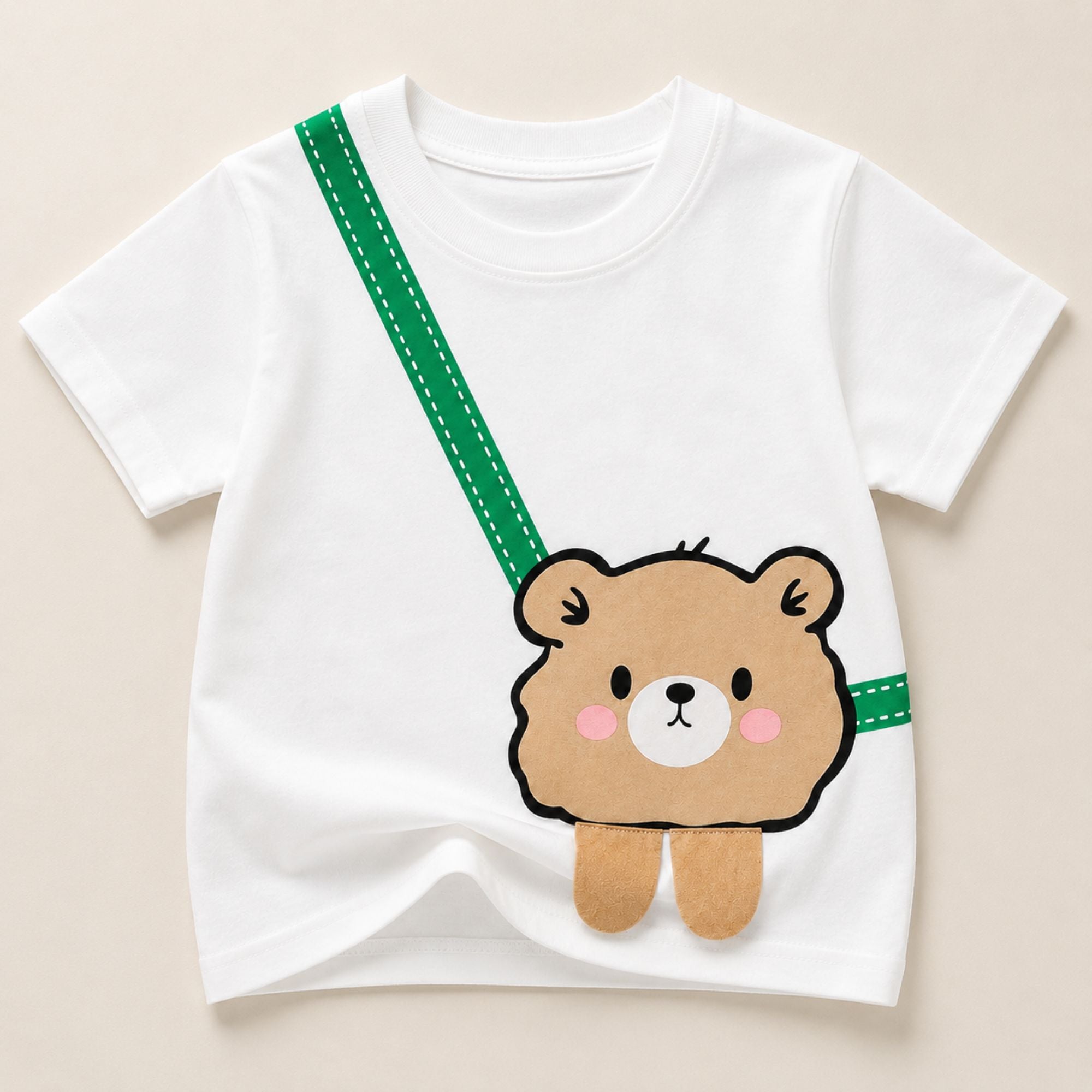 Googo Gaaga Boys Bear Printed T-Shirt with Distressed Denim Shorts Set