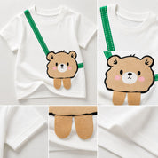 Googo Gaaga Boys Bear Printed T-Shirt with Distressed Denim Shorts Set