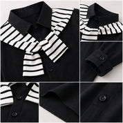 Googo Gaaga Boys Black Layered-Look Shirt with Blue Denim Jeans Set