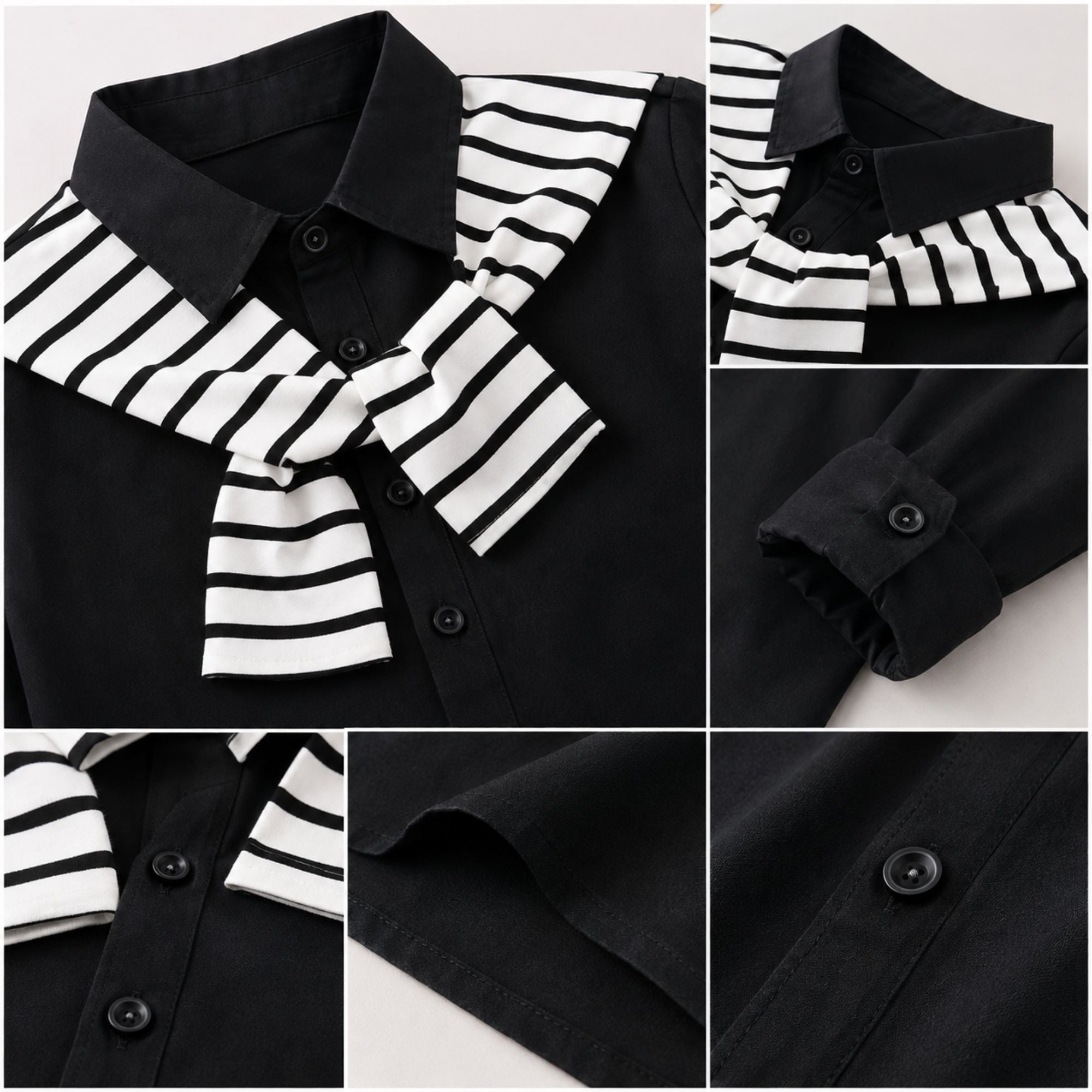 Googo Gaaga Boys Black Layered-Look Shirt with Blue Denim Jeans Set