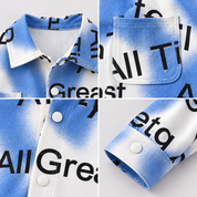 Googo Gaaga Kids Blue & White Typography Printed Full Sleeve Shirt with Blue Denim Jeans Co-Ord Set