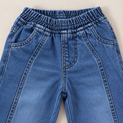 Googo Gaaga Boys Skate Mode Dinosaur Printed T-Shirt & Baggy Denim Jeans Co-Ord Set – White & Blue