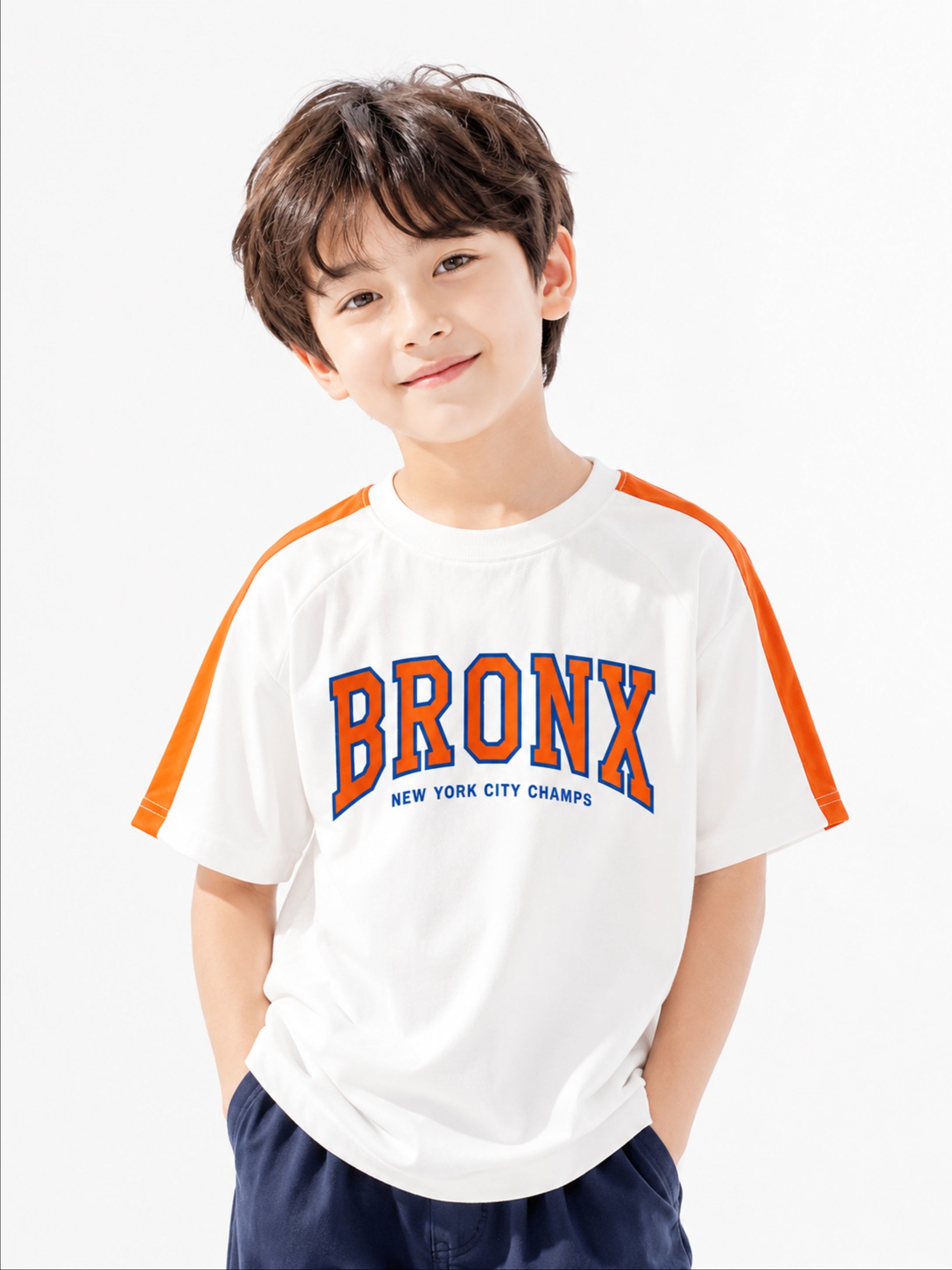 Googo Gaaga Boy's Bronx Print Half-Sleeve T-Shirt - White