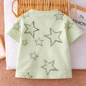 Boy's Star Print Half-Sleeve T-Shirt - Green