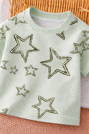 Boy's Star Print Half-Sleeve T-Shirt - Green