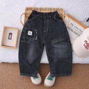 Boy's Cotton Baggy Fit Denim Pants - Black