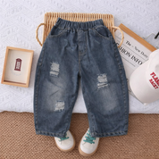 Boy's Cotton Baggy Fit Denim Pants - Black