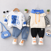 Boys Light Winter Cotton Knit Full Sleeves Printed Sweatshirt With Pant Pack of 2