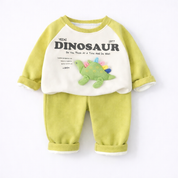 Boys Cotton Fleece Full Sleeves Printed Sweatshirt & Hoodie With Joggers Set Pack of 2 - Green & Cream