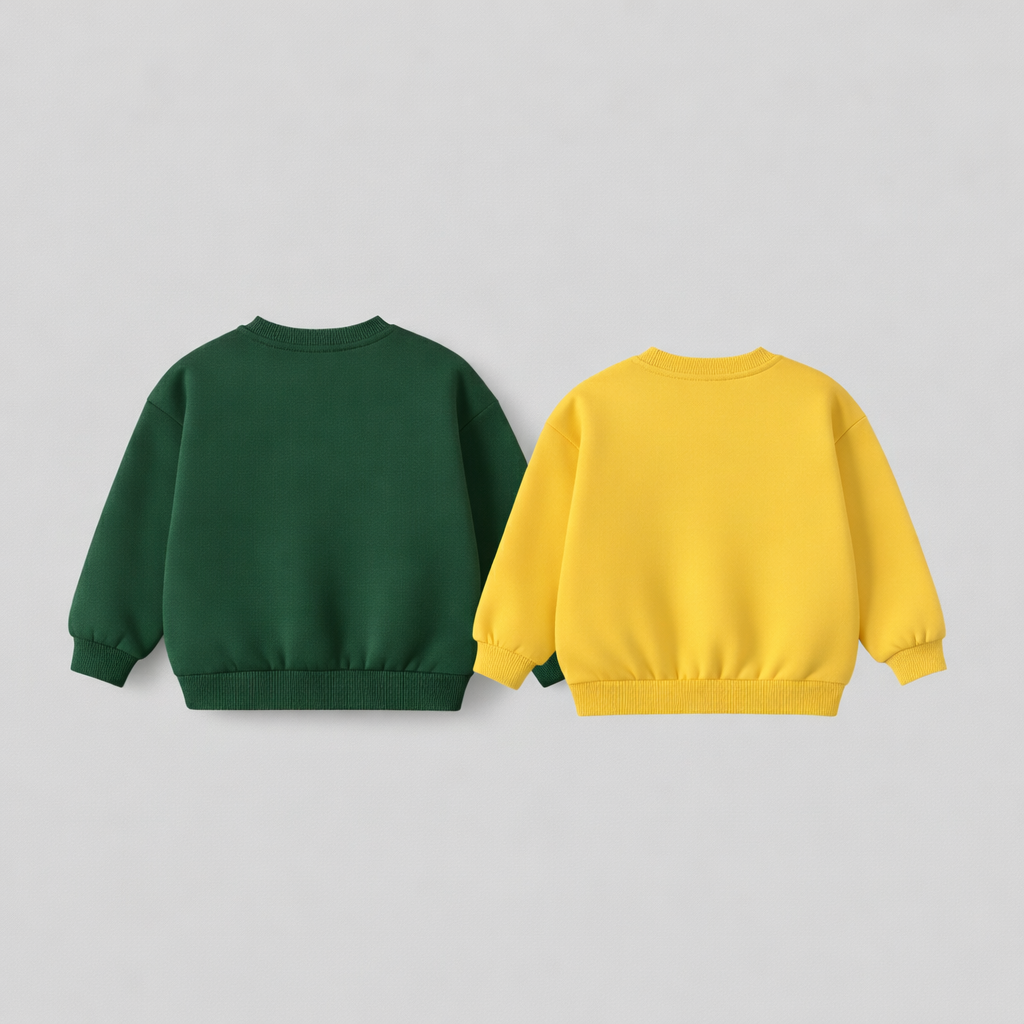 Girl's Cotton Full Sleeves Printed Sweatshirt Set Pack of 2 - Yellow & Green