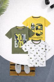 Boy's 3-Pack Cool Print Cotton T-Shirts