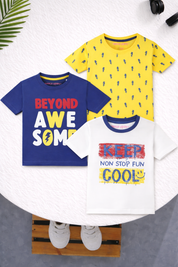 Boy's 3-Pack Awesome Print Cotton T-Shirts