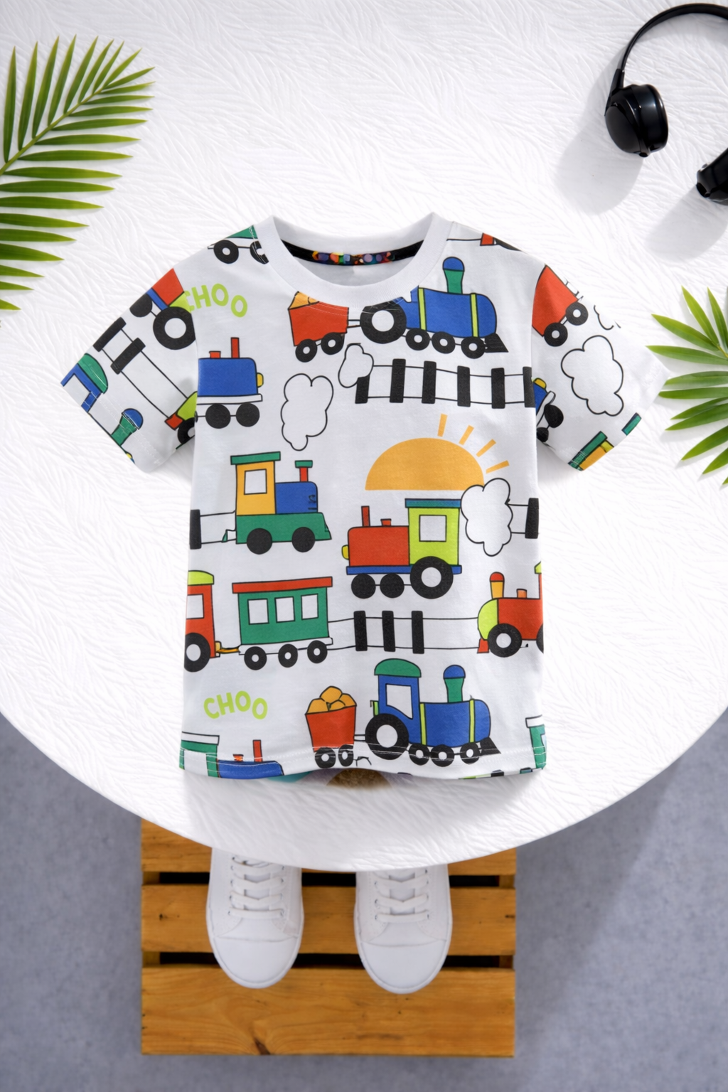 Boy's Train Print Half-Sleeve T-Shirt