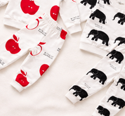 Boys Cotton Fleece Full Sleeves  Apple & Elephant Printed Sweatshirt With Joggers Set Pack of 2