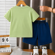 Googo Gaaga Girls Cotton Cherry Printed T-Shirt & Shorts Set - Green