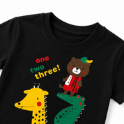 Googo Gaaga Boys Cotton Giraffe Printed T-Shirt & Shorts Set - Black