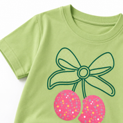 Googo Gaaga Girls Cotton Cherry Printed T-Shirt & Shorts Set - Green
