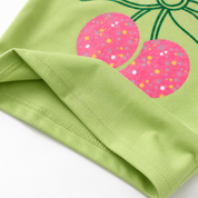 Googo Gaaga Girls Cotton Cherry Printed T-Shirt & Shorts Set - Green