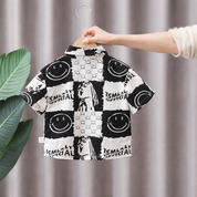 Boy's Smile Printed Black Shirt