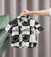 Boy's Smile Printed Black Shirt