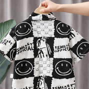 Boy's Smile Printed Black Shirt