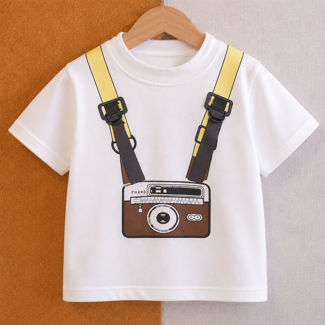 Googo Gaaga Boy's Cotton Camera Print T-Shirt & Shorts Set - White