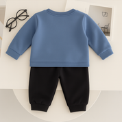 Boys Cotton Fish Printed Winter Sweatshirt and Joggers Set - Blue